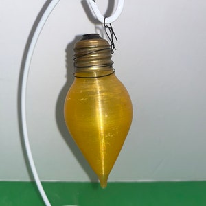 Vintage Gold Light Bulb Ornament, Vintage Duro Test Amber Chimney Light Bulb Ornament, Vintage Spun Gold Satin Glow Light Bulb Ornament,Good