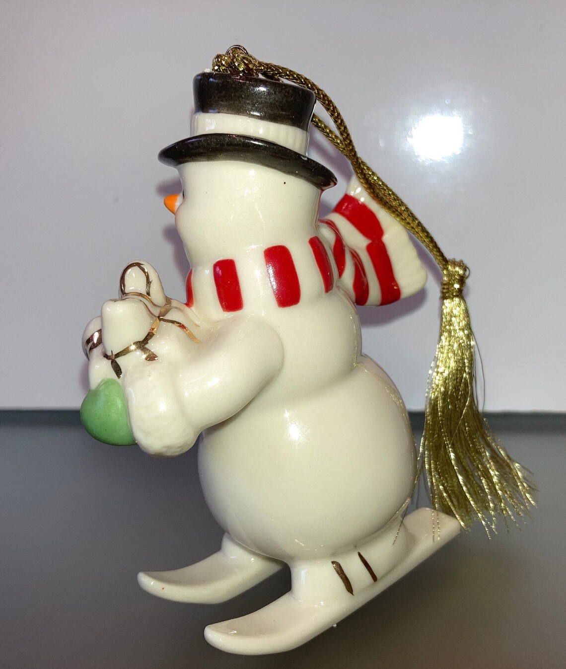 Vintage Lenox Snowman Tree Ornament Lenox Snowman on Skis Etsy