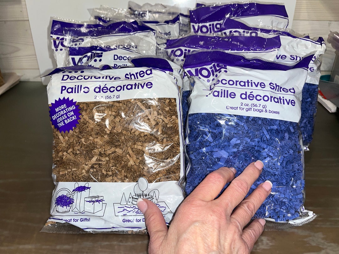 15 Bags of Gift Shred, Natural Craft Shred, Blue Shred, Gift Wrap Shred