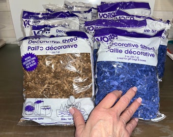 15 Bags of Gift Shred, Natural Craft Shred, Blue Shred, Gift Wrap Shred, Packaging Shredded Paper, Decorative Shredded Paper, Shred Lot