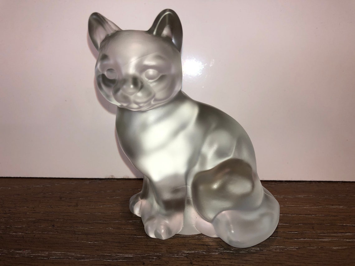 Fenton Frosted Clear Cat Figure Vintage Fenton Frosted Glass Etsy