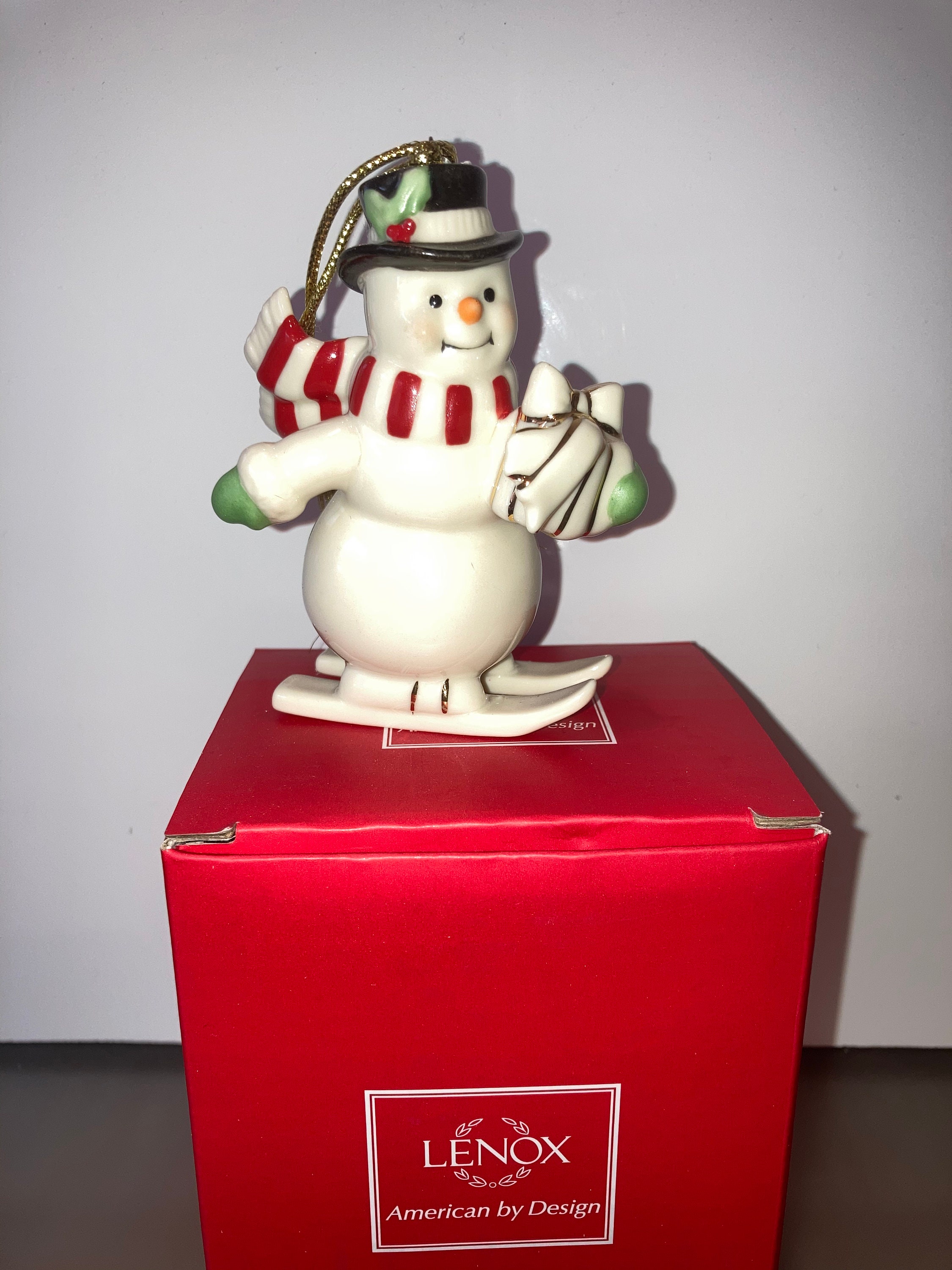 Vintage Lenox Snowman Tree Ornament Lenox Snowman on Skis Etsy