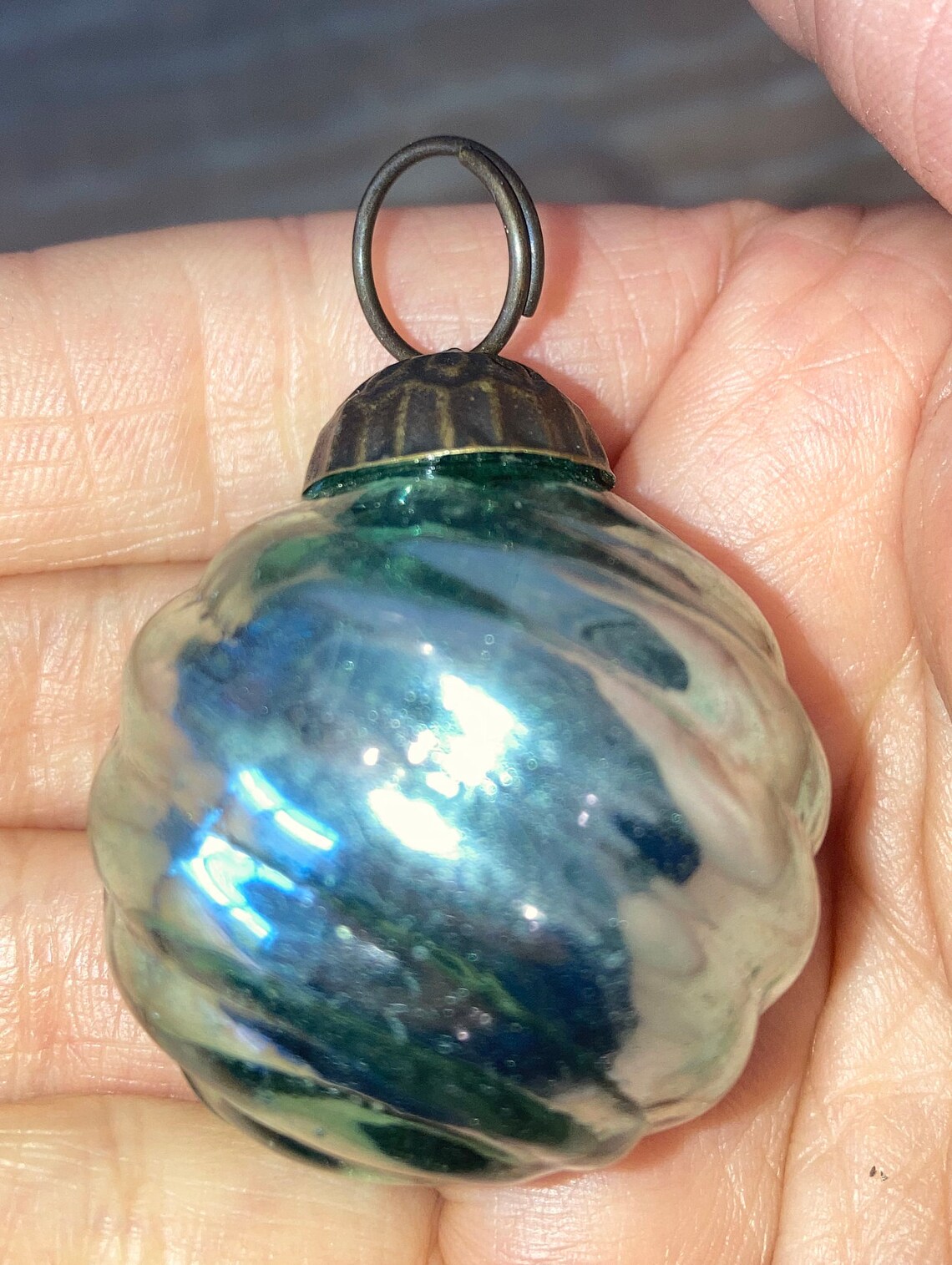 3 Vintage Kugel Ornament Mercury Glass Ornament Pale Blue Etsy