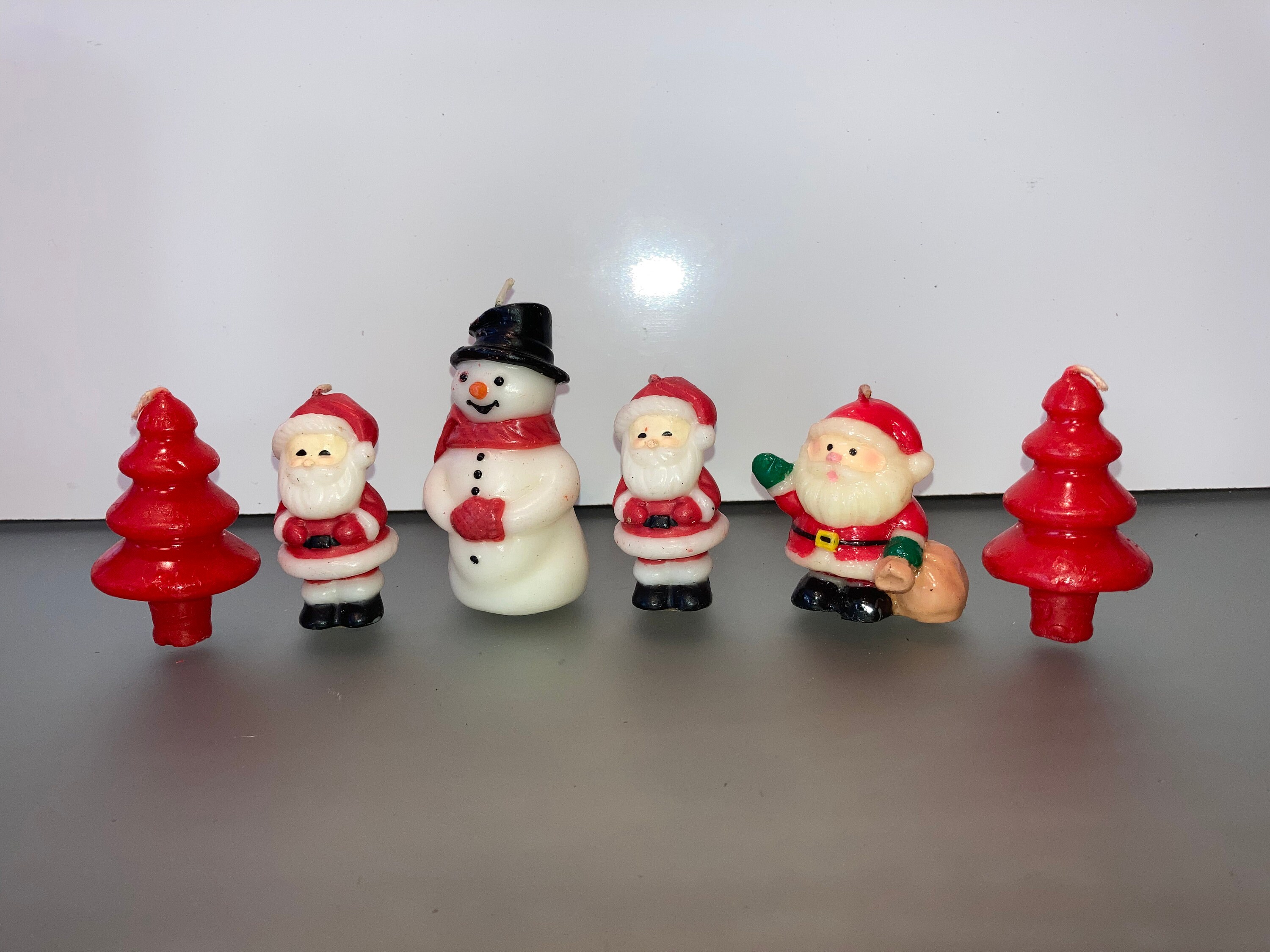 6 Vintage Christmas Candles Vintage Santa Christmas Candles Etsy