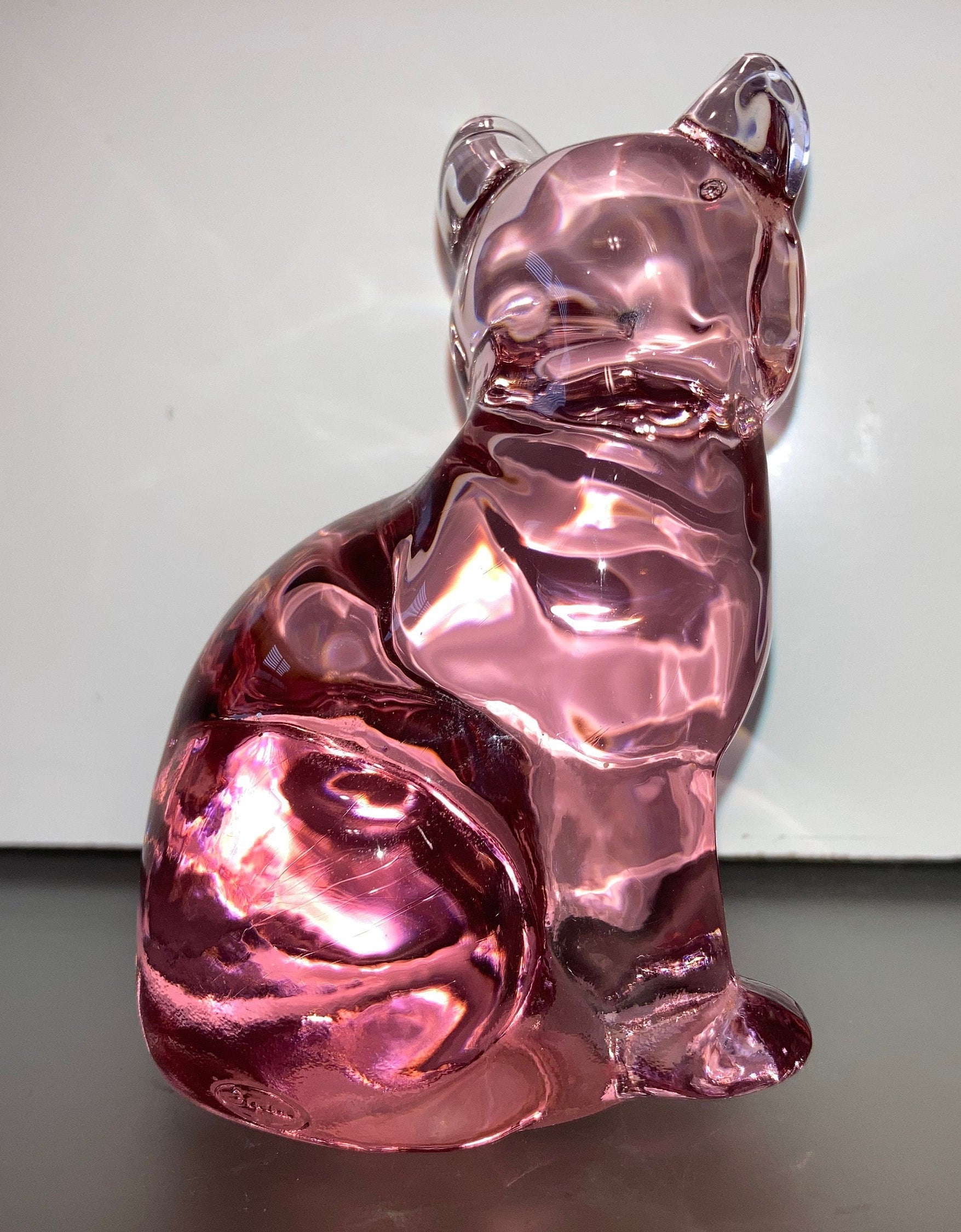 Fenton Pink Cat Figure Vintage Pink Glass Cat Fenton Pink Etsy