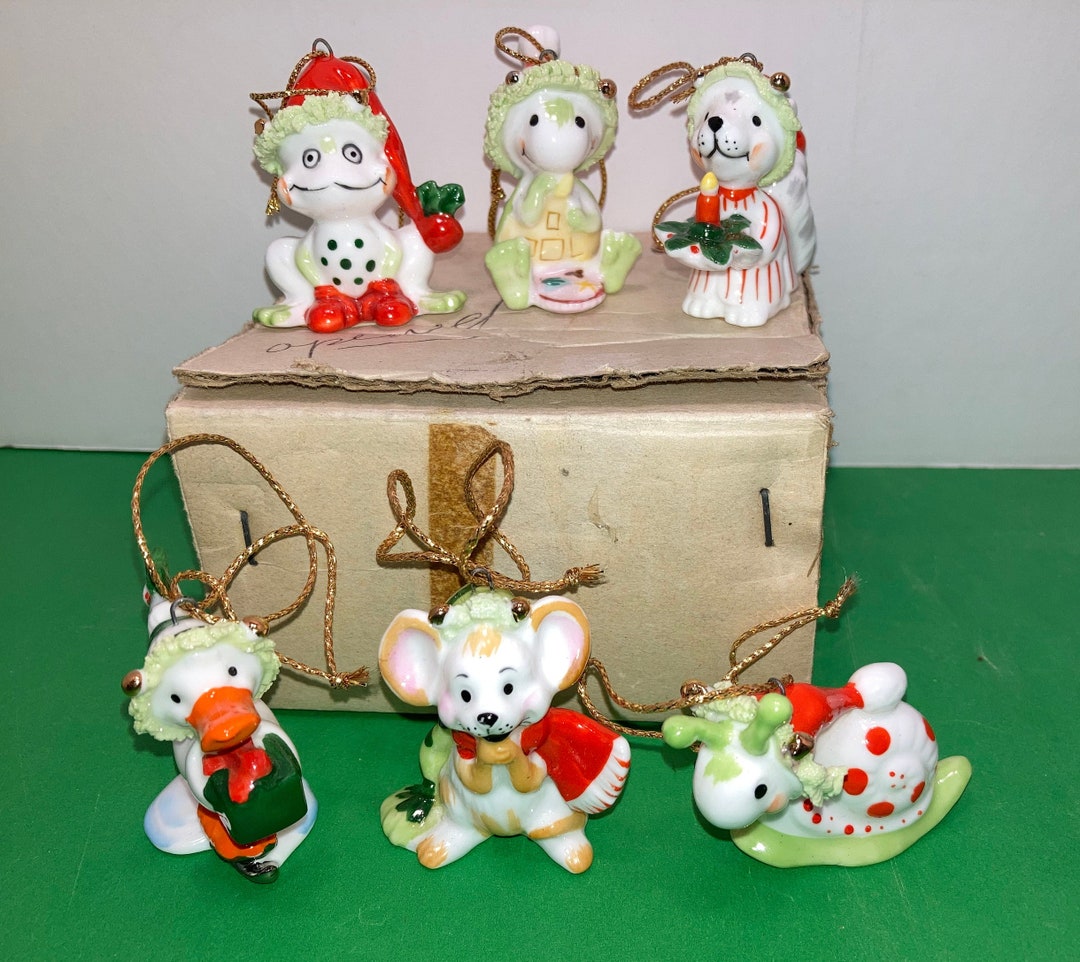 6 Vintage Suzy Zoo Ornament Set Enesco Porcelain Suzy Zoo Etsy