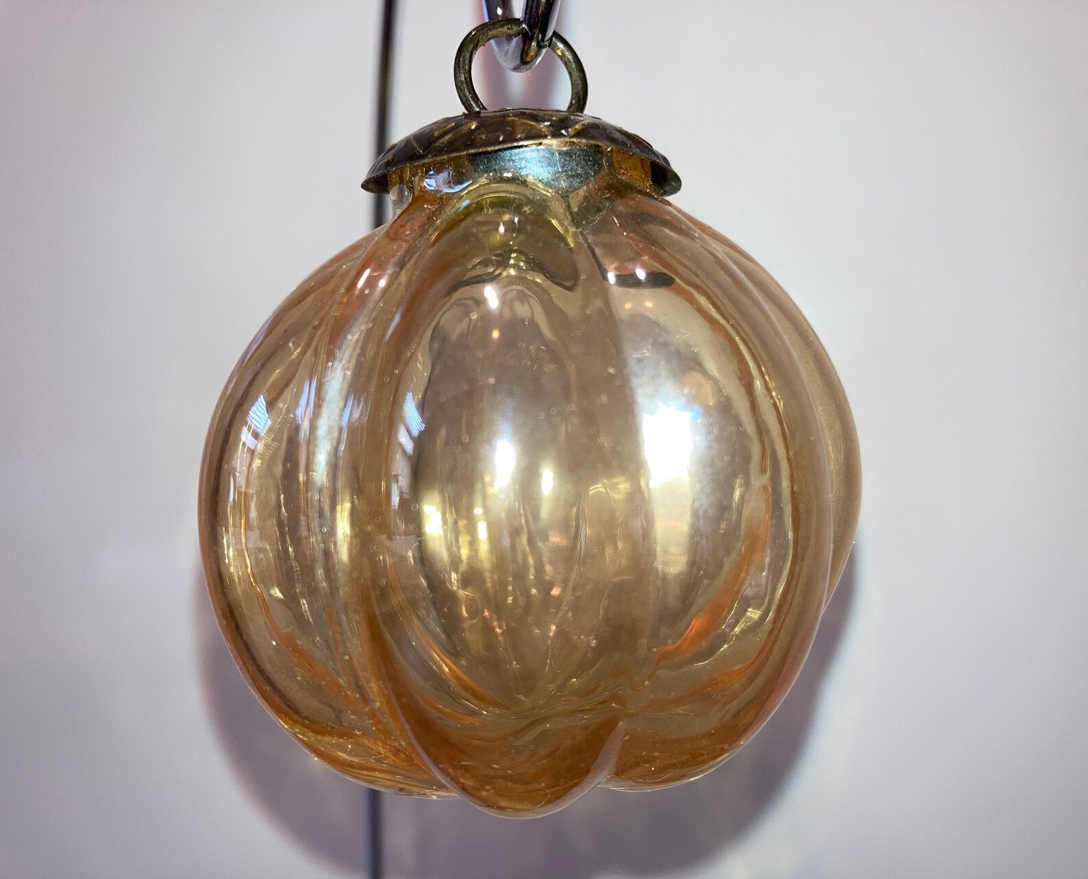 Vintage Kugel Glass Ornament Gold Tint Glass Ornament Gold Etsy