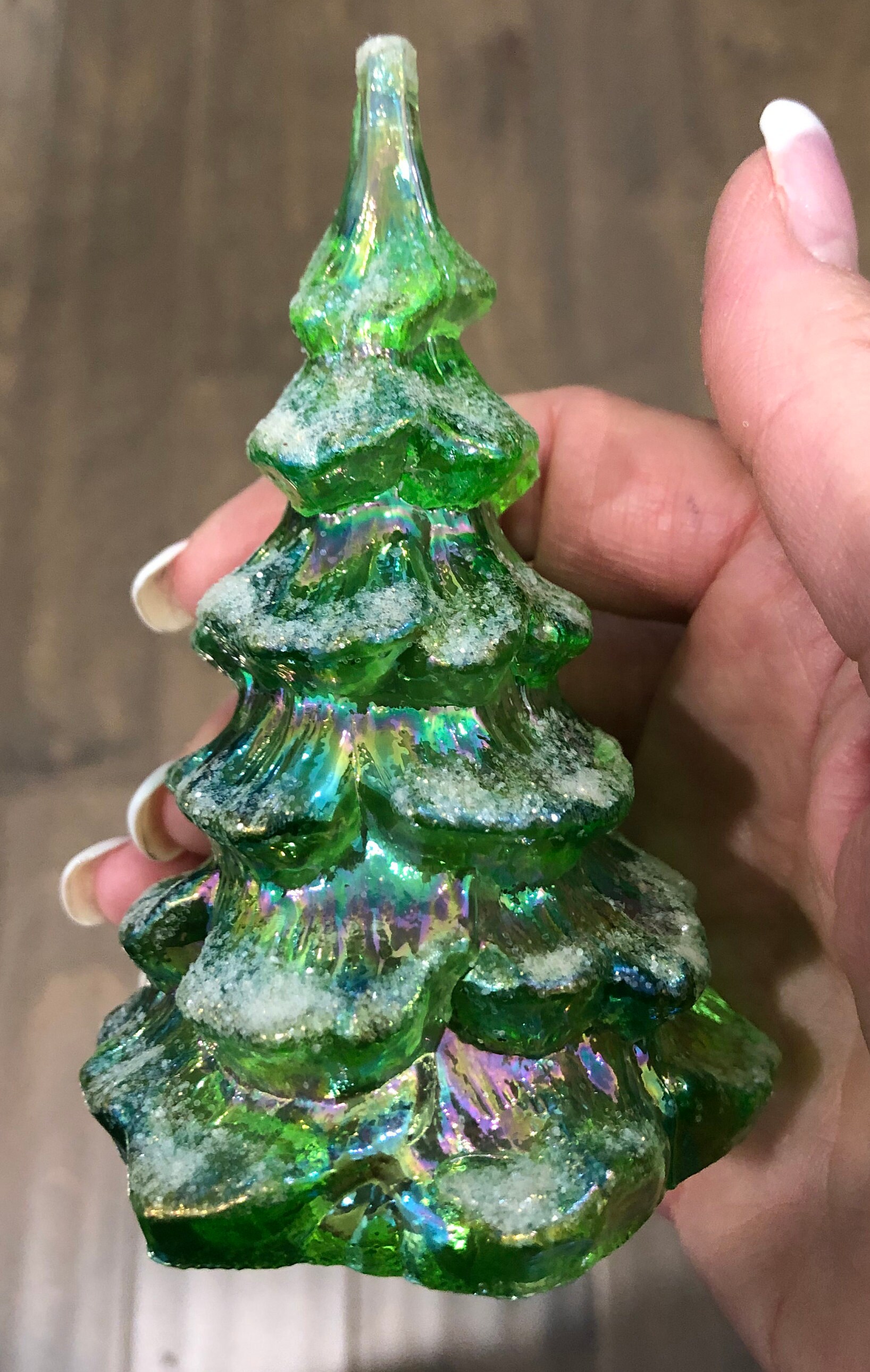 Fenton Iridescent Green Christmas Tree Vintage Fenton Etsy