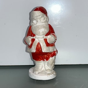 Vintage Chalkware Santa, Standing Chalkware Santa Claus, Vintage Chalkware Chippy Base Santa Figure, Chalkware Christmas Figure