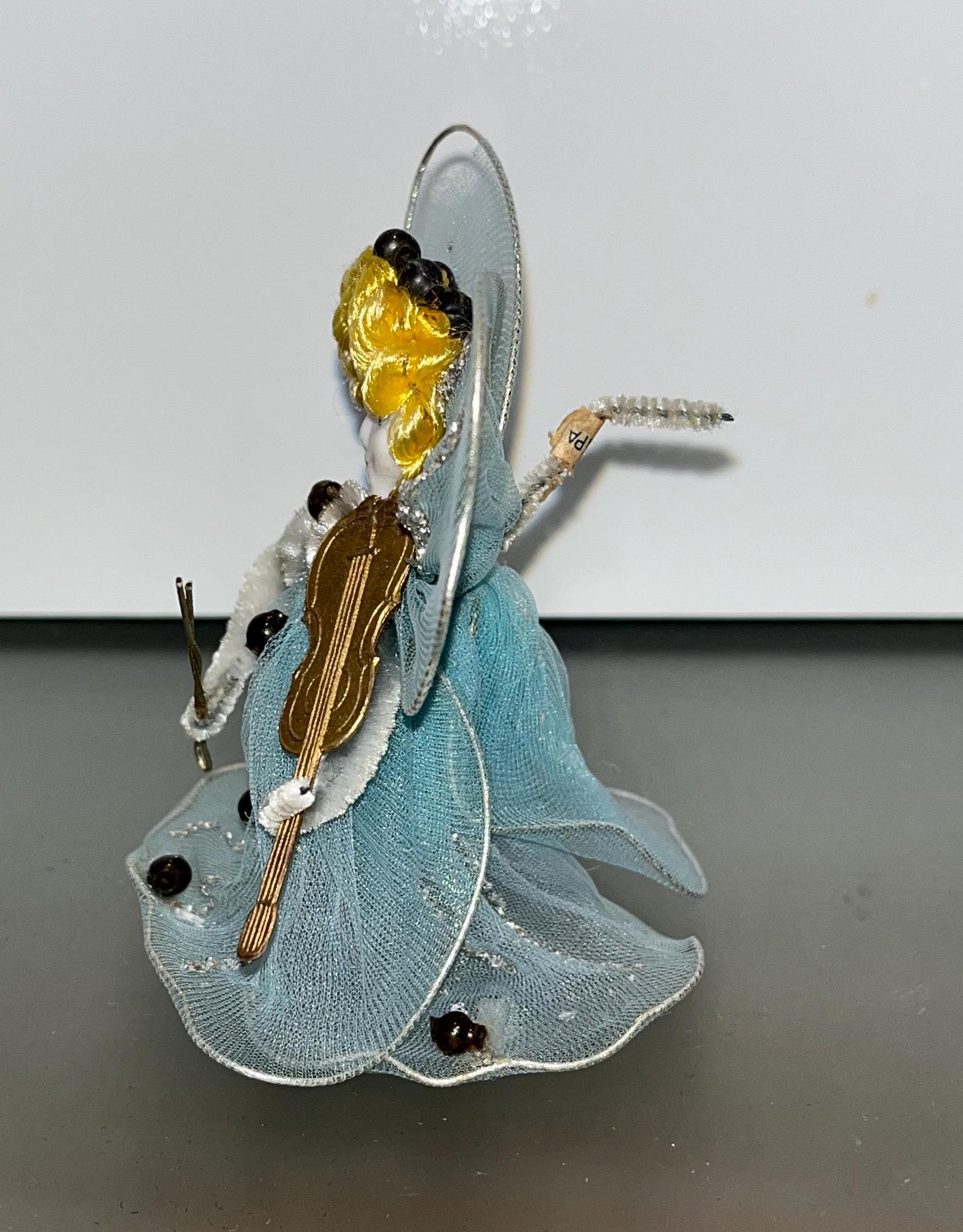 Little Vintage Japan Angel, Wire Frame Angel Japan, Blue Net Angel