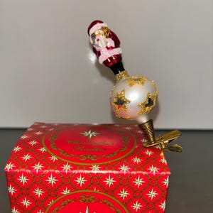 Radko Tiny St Nick Clip On Santa Ornament, Radko 95-029-0, Radko Poland Santa, Radko 3 1/2" Santa Ornament, Radko in the Box