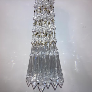 Prism Beaded Icicles, Vintage Icicle Ornaments, Crystal Prisms, Faceted Beads, 10 1/2"  Plastic Handmade Hanging Prism Ornaments