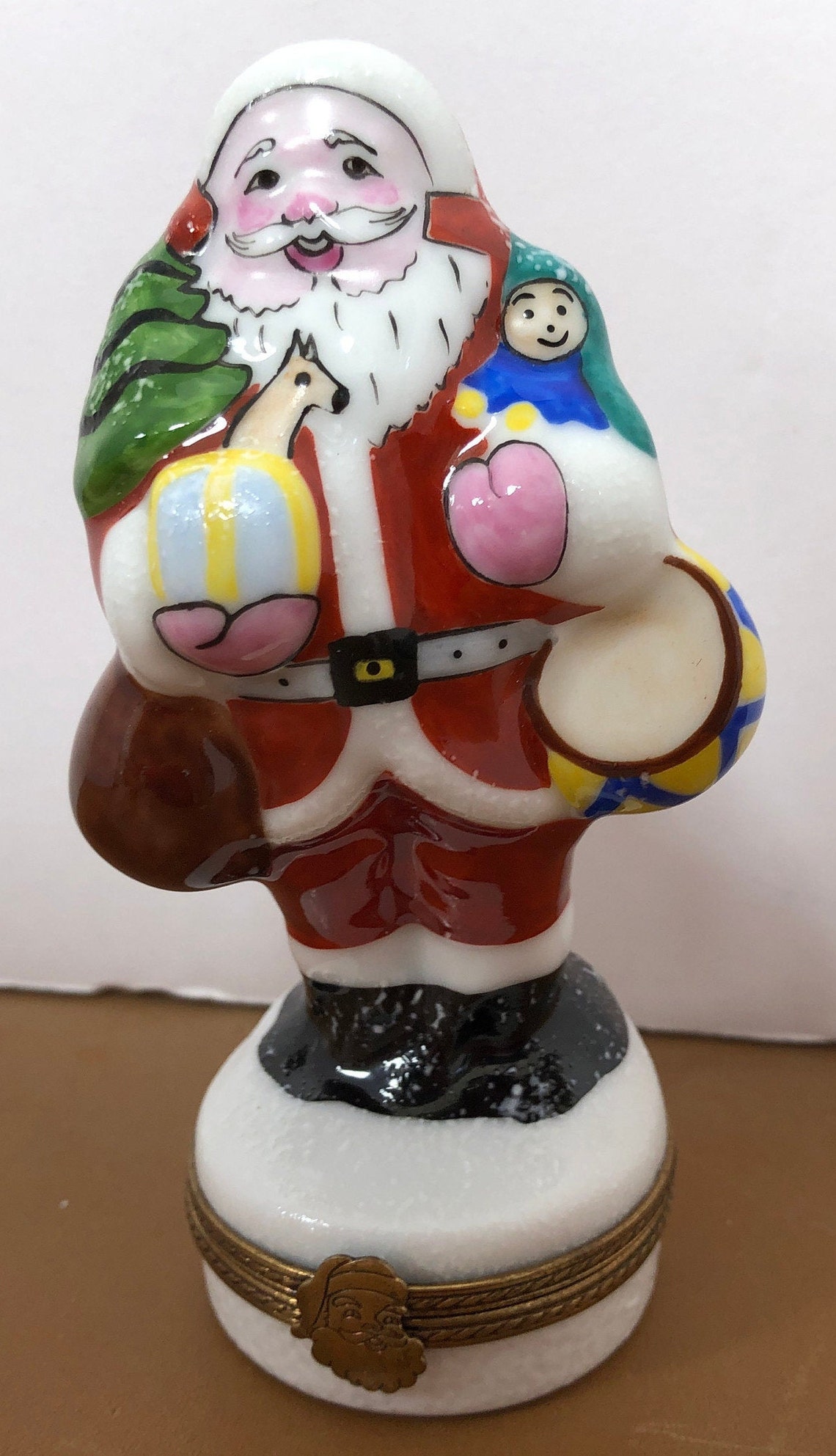Vintage Limoges Santa Box Christmas Santa Trinket Box Peint Etsy