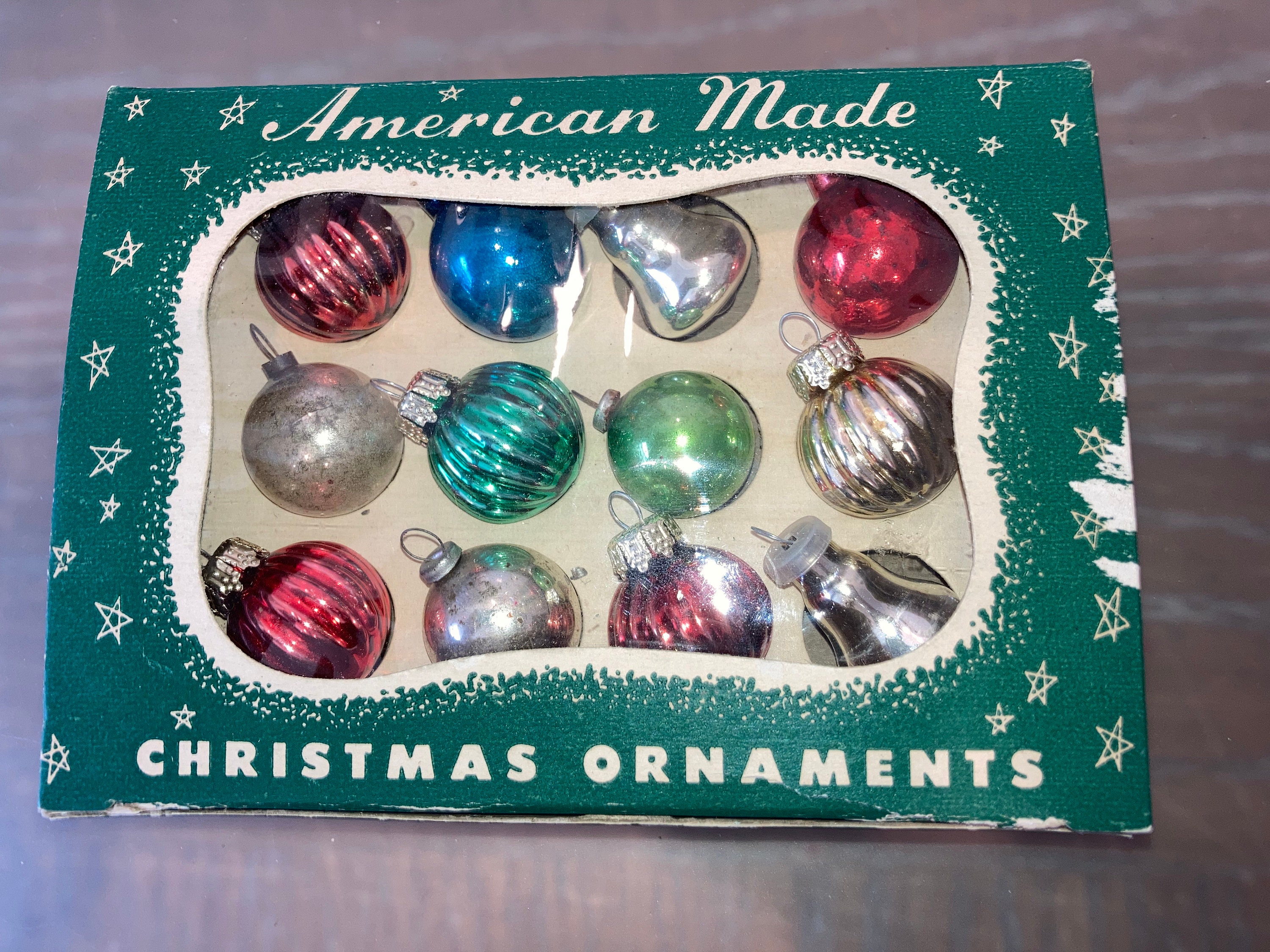 12 Mini 1 Ornaments Vintage Glass Ornament Balls Solid Etsy