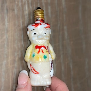 Vintage Bear Light Bulb, Christmas Elf Light Bulb, Christmas Bear Light Bulb, Vintage Red Gold Bear Bulb Ornament, Vintage Bulbs
