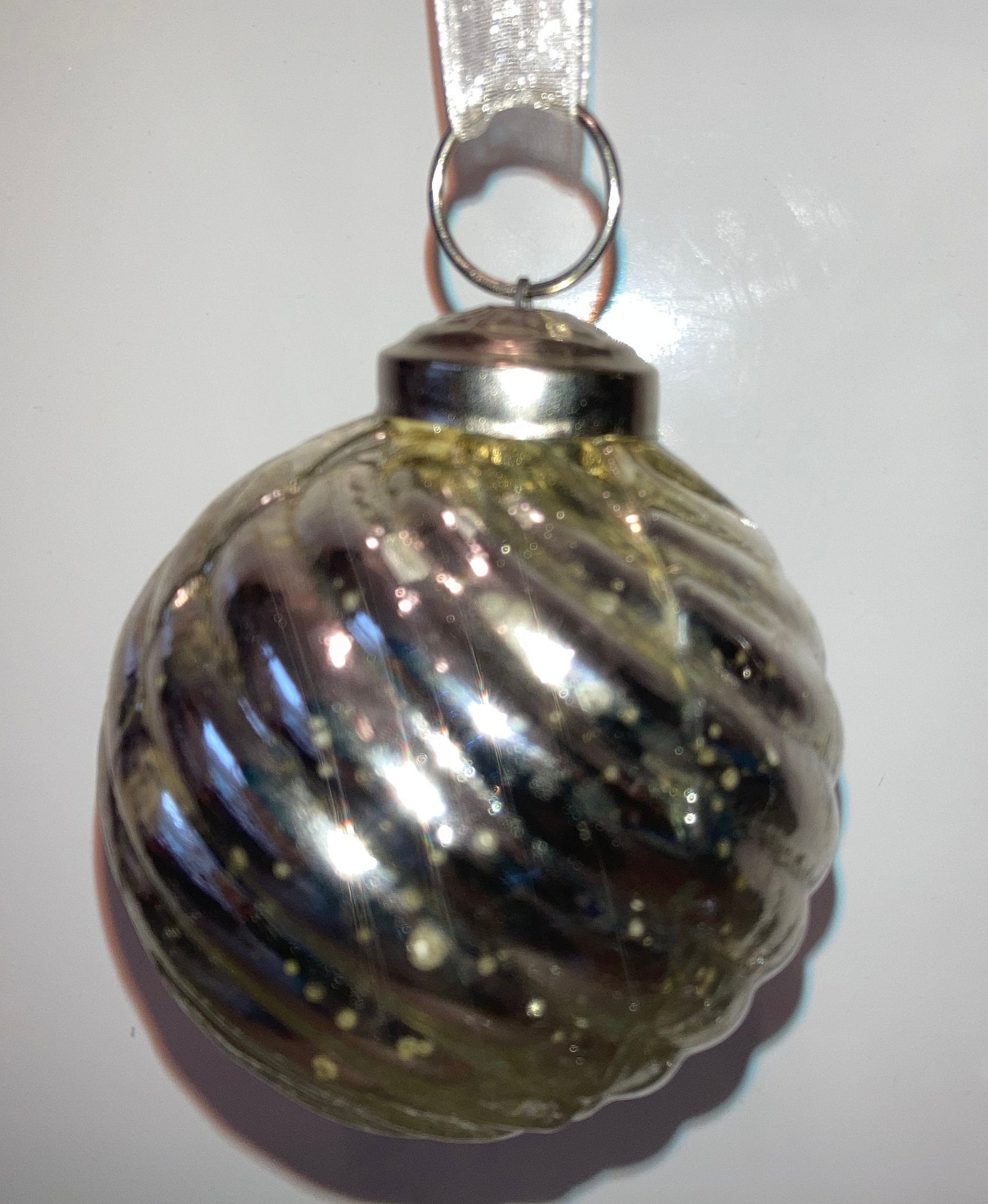 Vintage Kugel Ornament Mercury Glass Ornament Silver Glass Etsy