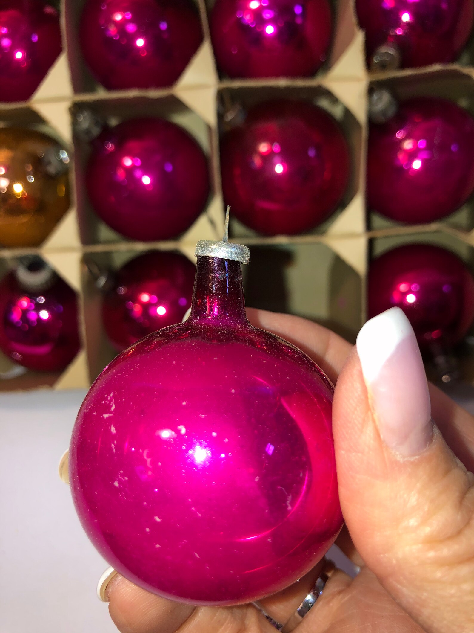 12 Fuchsia Glass Ornaments Japan Hot Pink Glass Ornaments | Etsy