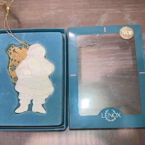 Vintage Lenox Santa Ornament, Lenox Santa with Gold Filigree Christmas Ornament, Lenox Santa Ornament, Lenox Santa Decoration, in Box