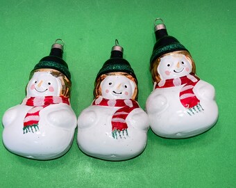 砂の雪だるま　ガラス　オーナメント VTG 吹きガラス 雪だるま オーナメント 3 個セット - Etsy 日本