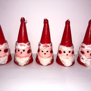 5 Vintage Santa Christmas Candles, Santa Head Christmas Candles, Santa Candles
