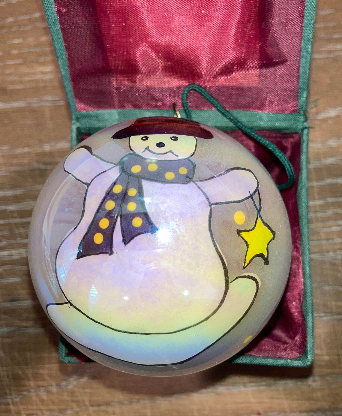 Li Bien Christmas Snowman Ornament Li Bien Iridescent Snowman Etsy