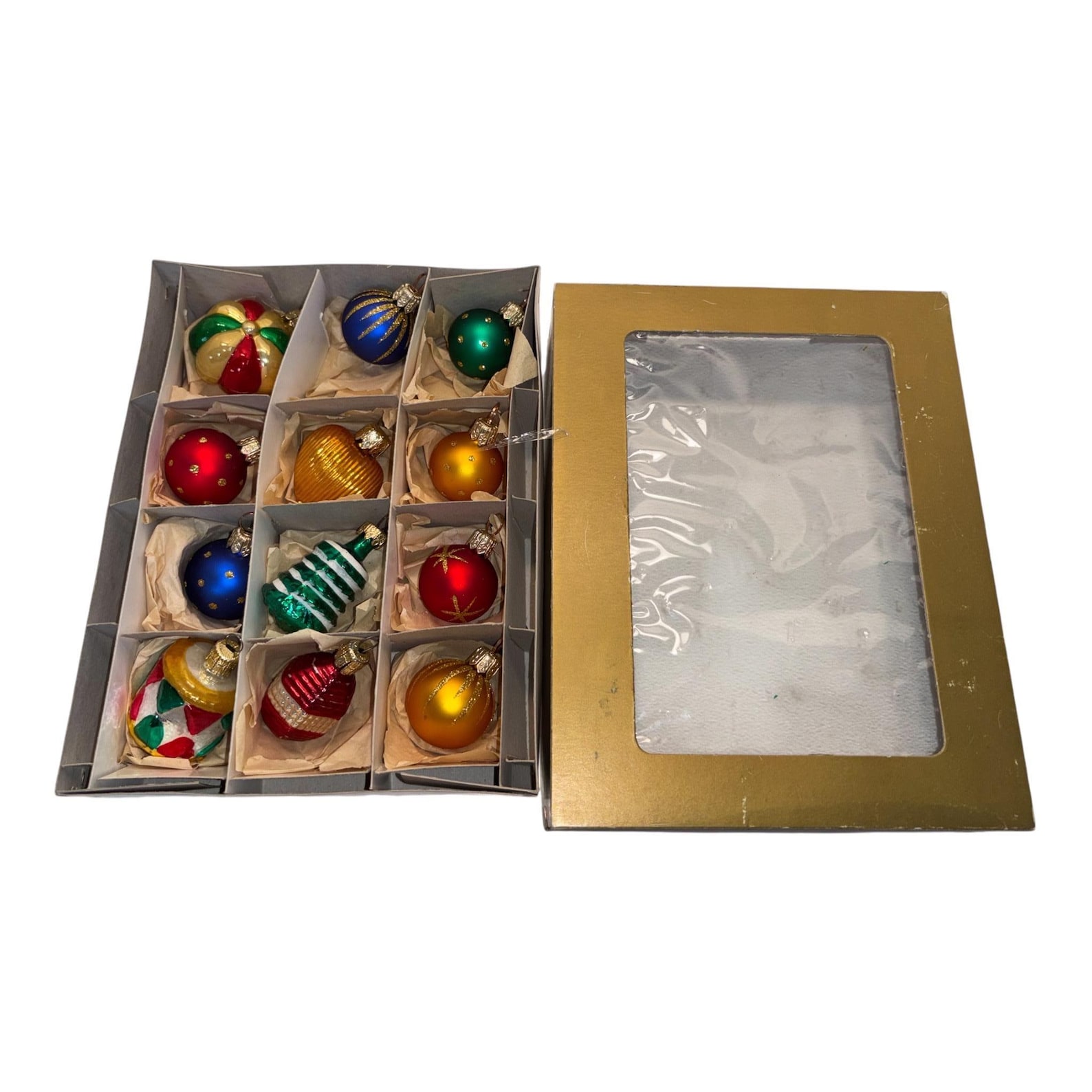 12 Vintage West German Ornaments, West German Ornaments, Heirloom Ornaments, Traditional German Glass Ornaments, in Vintage Box