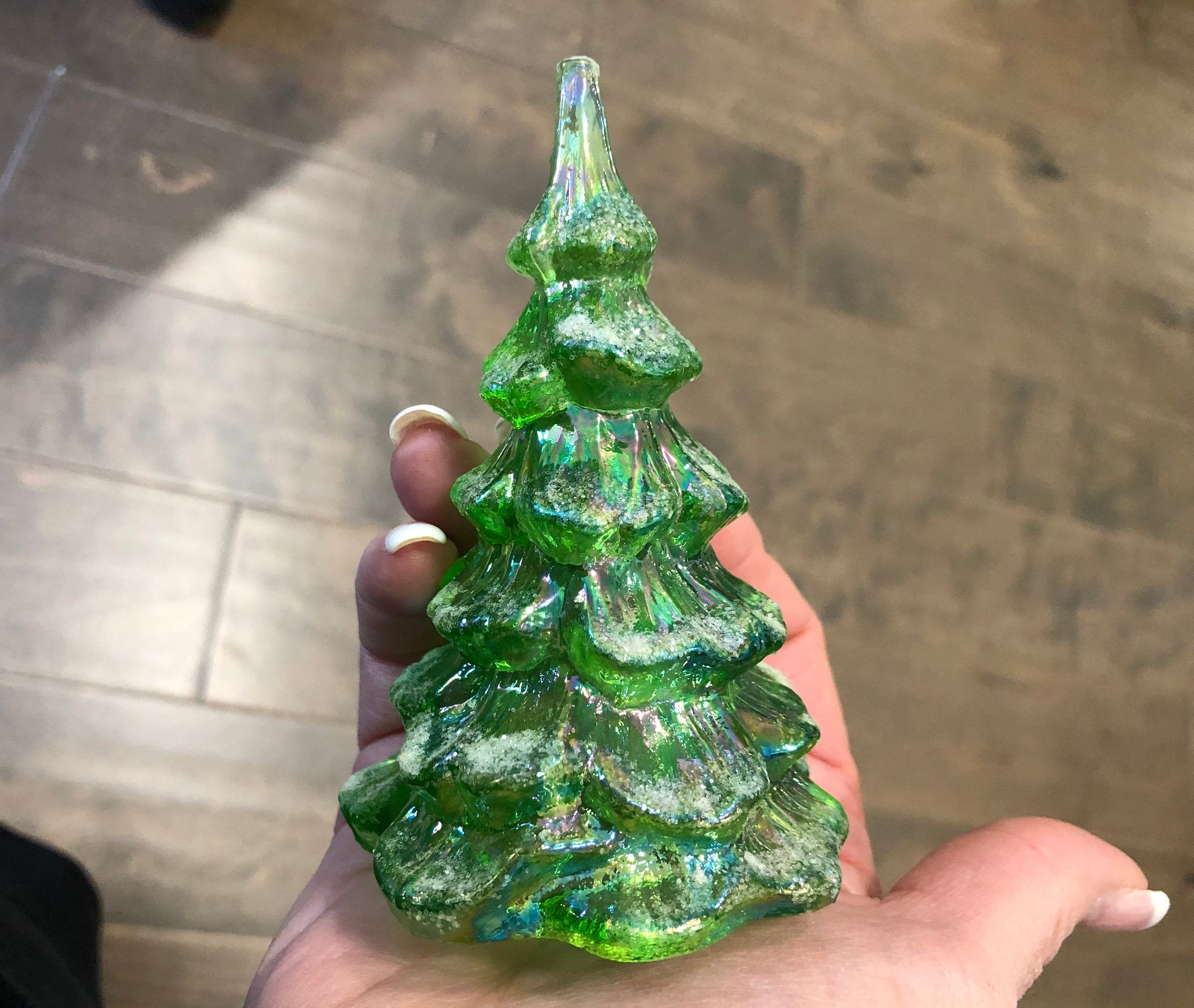 Fenton Iridescent Green Christmas Tree Vintage Fenton Etsy