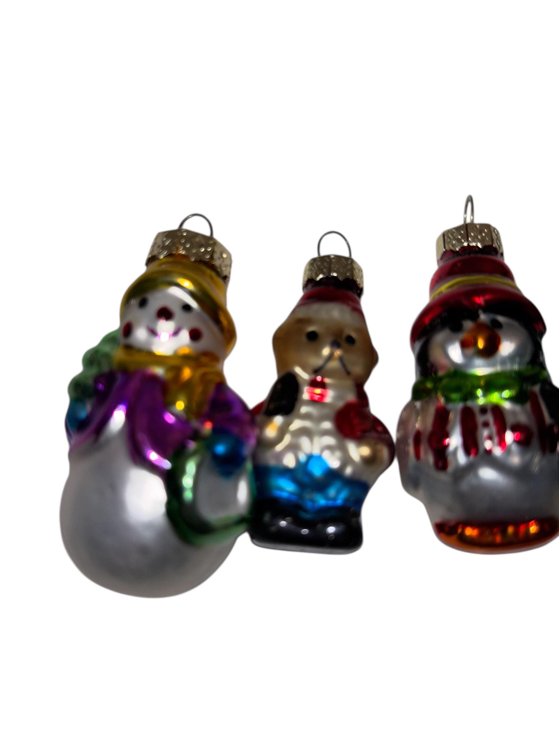 * vintage ornament SET ୨୧ 可愛い雪だるまさん ＆ ウサ 5 Vintage Snowman Ornaments, Kurt Adler Bear Ornament, 2 1/4