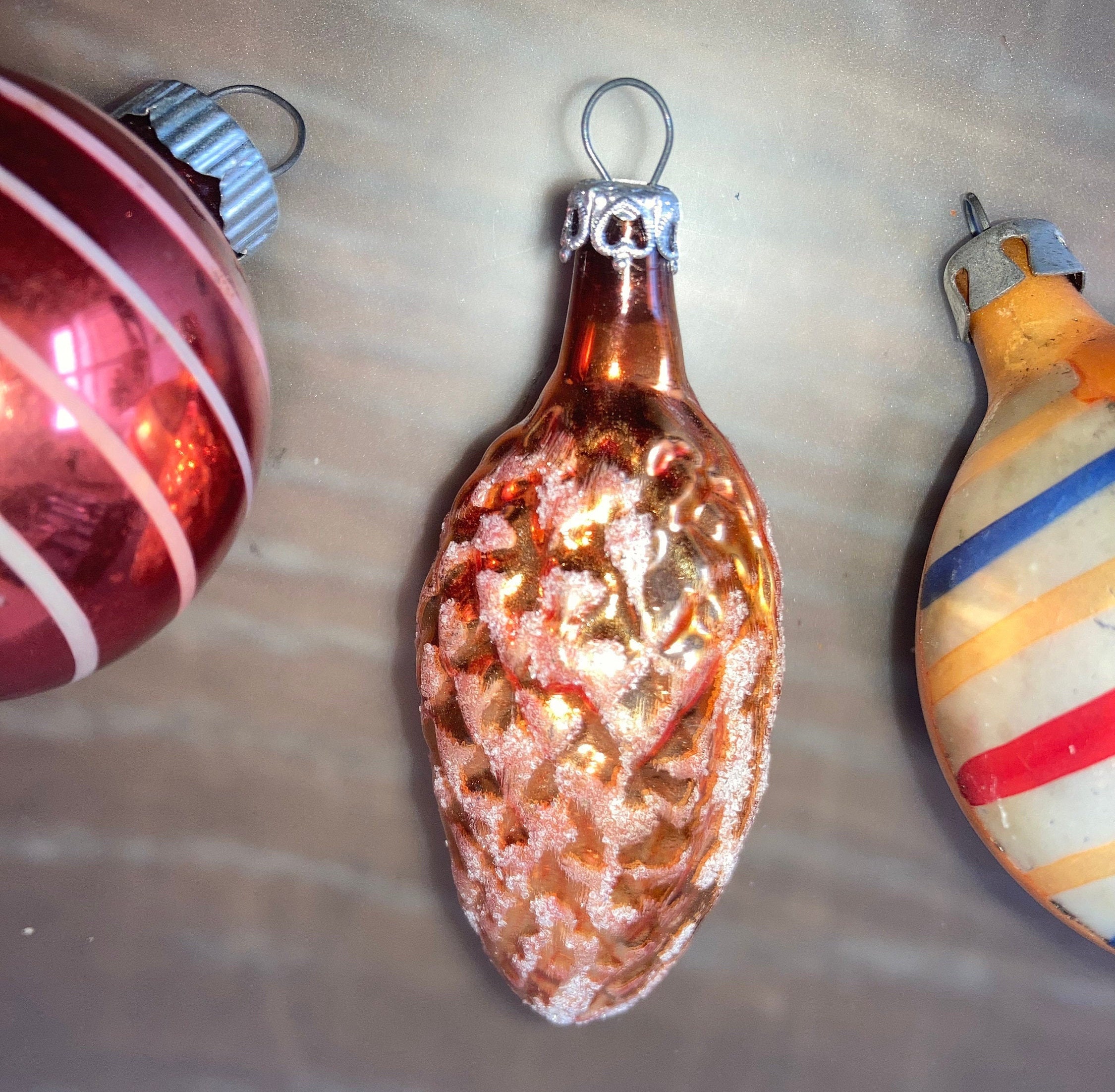 3 Vintage Copper Ornaments Poland Teardrop Ornament Pine Etsy
