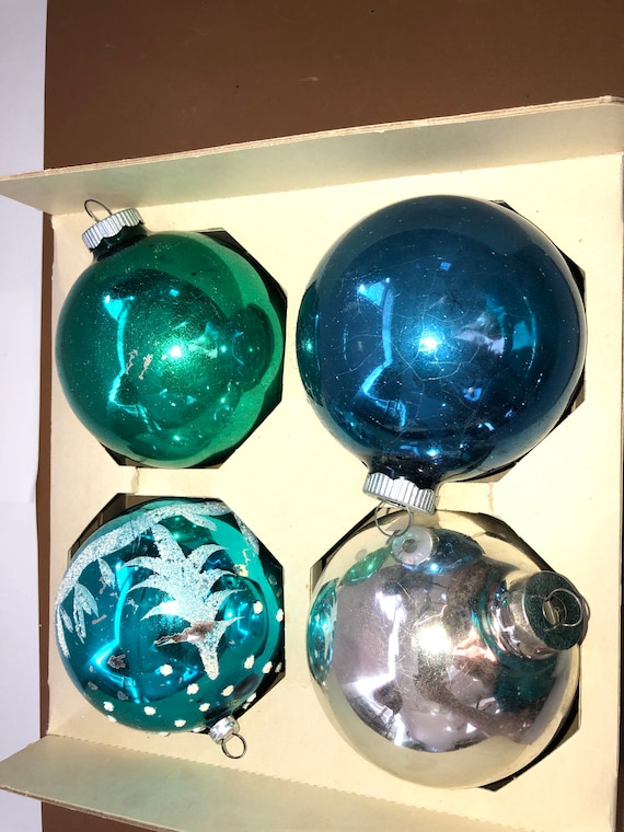 4 Jumbo Shiny Brite Ornaments Large Shiny Brite Ornaments Etsy