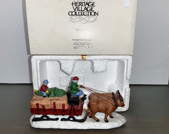 Vintage Dept 56 59510, Dept 56 Ochsenschlitten, Vintage Dept 56 Heritage Village, Dept 56 Wagon, Dept 56 Ochsenschlitten, in Box, Mint