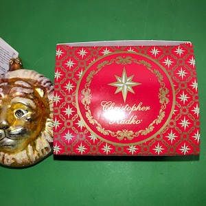Radko Lion 91-031-0 Ornament, Glass Radko Lion Head Ornament, Radko Retired Lion, Christopher Radko Lion Ornament, New in Box, New Old Stock