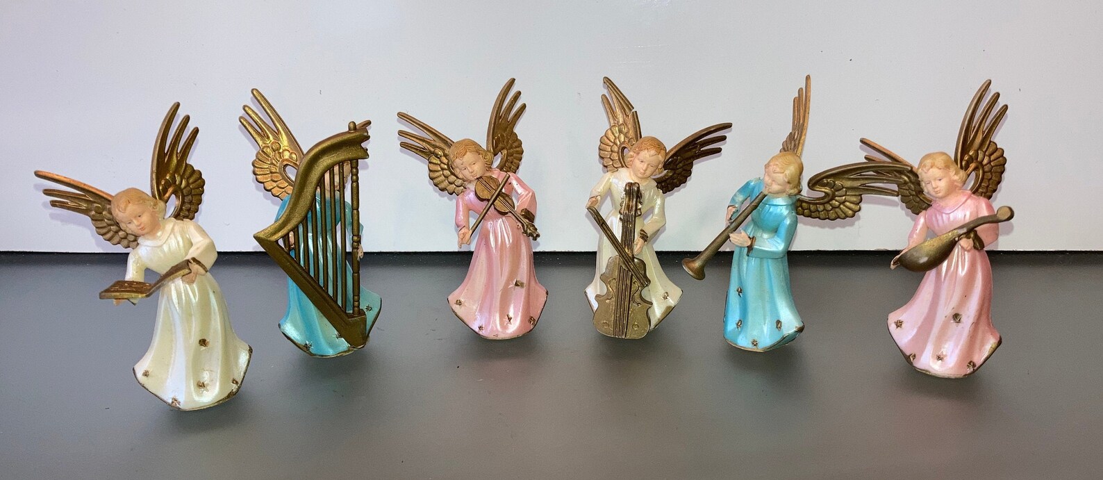 6 Vintage Angel Ornaments Angels Musicians Plastic Angels Etsy