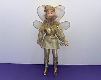 Vintage Pixie Elf Ornament, Gold Pixie Ornament, Gemalt Kunststoff Pixie Ornament, Schimmernde Gold Pixie Netz Flügel, Mints