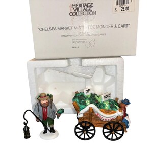 Vintage Dept 56 58262, Dept 56 Chelsea Market Jemioła, w pudełku, Dept 56 Heritage Village, Dept 56 Monger and Cart, Dept 56 Jemioła