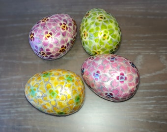 Vintage Decoupage Flowers Eggs, Glitter Trimmed Eggs, Large Eggs Flowers, Decorative Eggs, Pastel Eggs, Decorated Foam Eggs