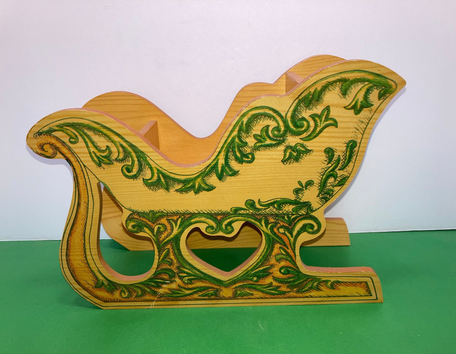 Vintage Wooden Sleigh Vintage Painted Wooden Sleigh Tole Etsy