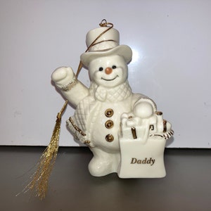 Vintage Lenox Snowman Figure, Lenox Waving Snowman, Lenox Snowman with Daddy Bag, Lenox Shopping Snowman, Lenox 4&quot; Snowman Ornament