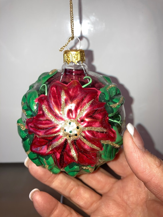 Dillards 2000 Christmas Ornament Applied Poinsettia Ornament Etsy