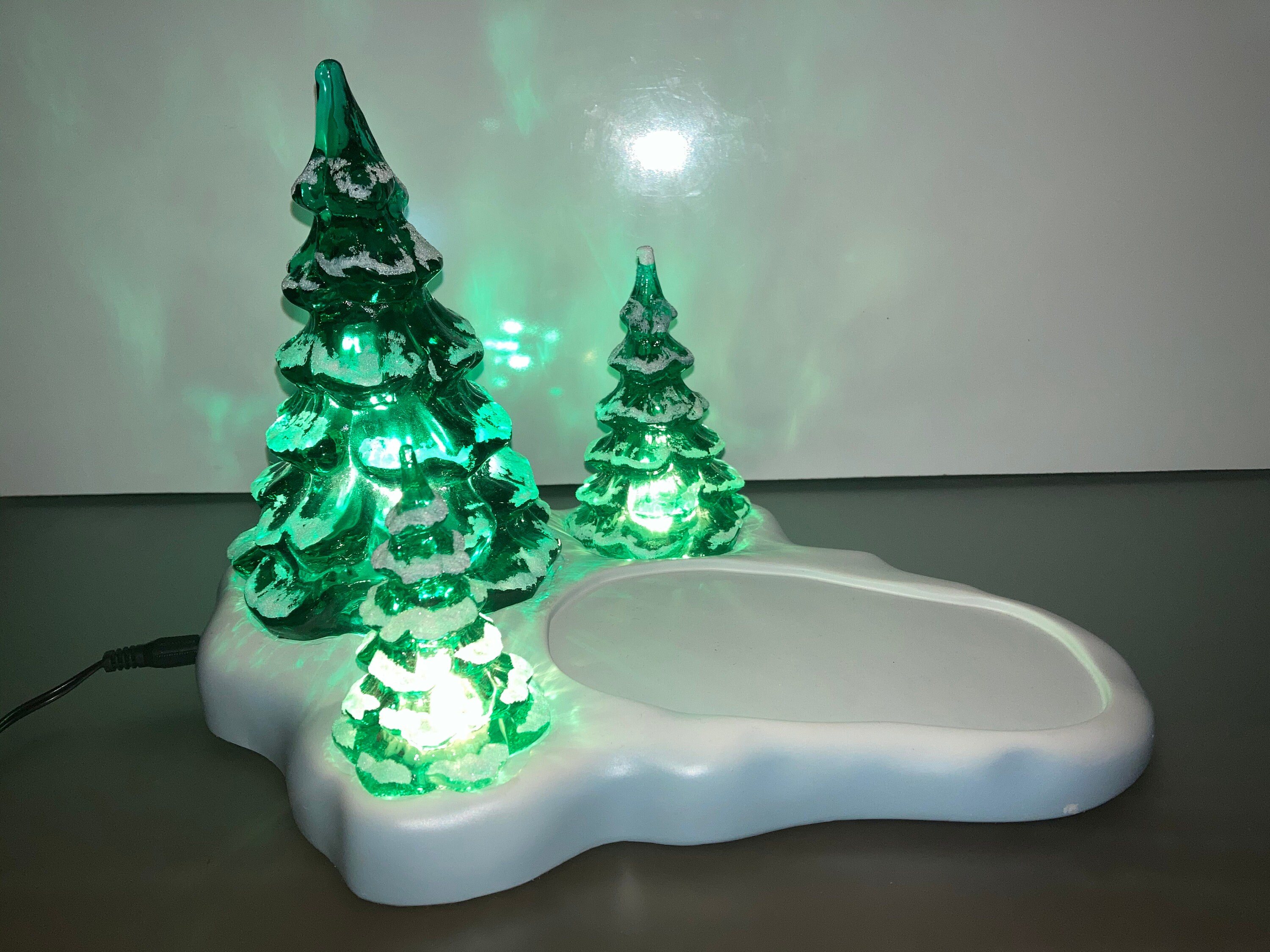 Set of 3 Fenton Green Snowy Christmas Trees Fenton Light up Etsy