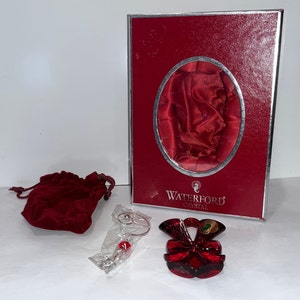 Waterford Lismore Toasting Flutes Ornament, Waterford Red Lismore Flutes 2010, Lismore with Enhancer Ornament, Waterford 154552, New box