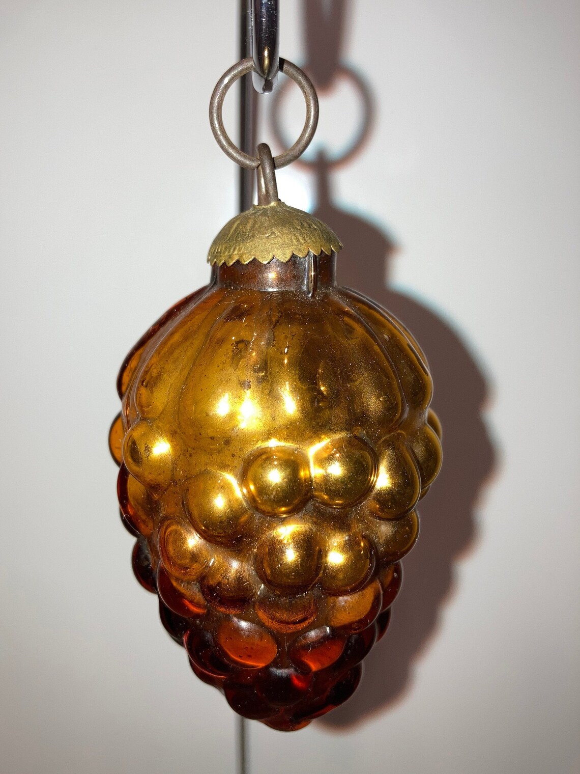 Vintage Dark Amber Kugel Ornament Metallic Gold Amber Grape Etsy UK