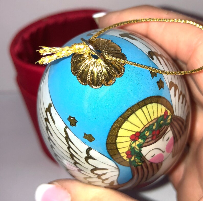 Li Bien Red Angel Christmas Ornament Li Bien Blue Teardrop Etsy