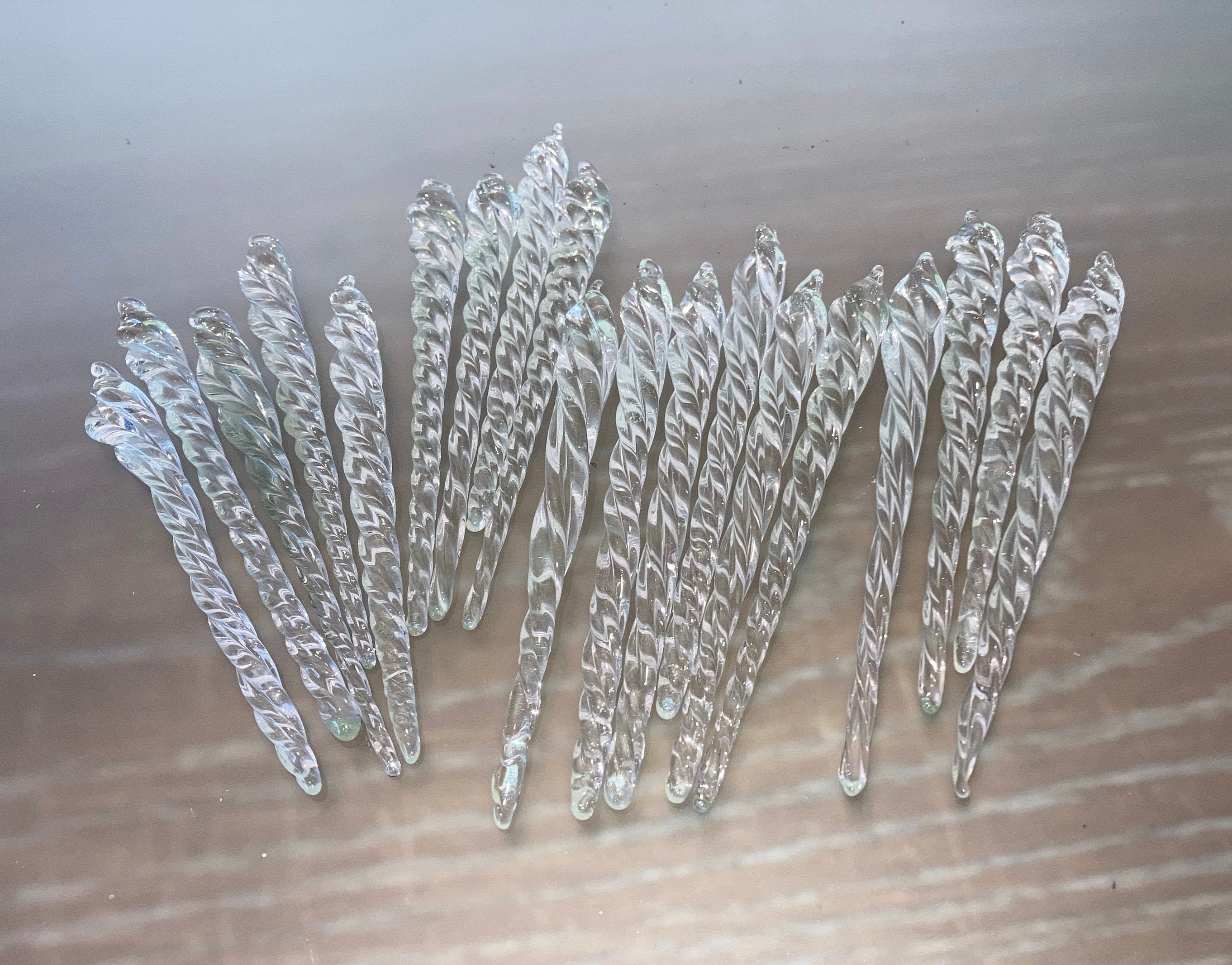 18 Glass Icicle Ornaments 5 1/2 Clear Glass Icicles 5 Etsy