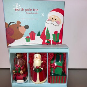 White Barn Christmas Candle Set, Santa Claus Christmas Candle, Gift Packages Candle, Christmas Bear Candle 4 1/2" Christmas Candles,Gift Box