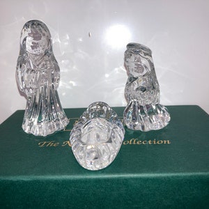 Waterford Marquis Nativity collection, Marquis 3&quot; Holy Family, Waterford Crystal Mary, Joseph and Jesus, Waterford Nativity Figures, in Box