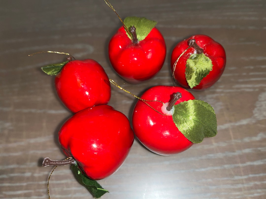 5 Pcs Red Apple Ornaments 2 Red Apples Ornaments Fruit Etsy
