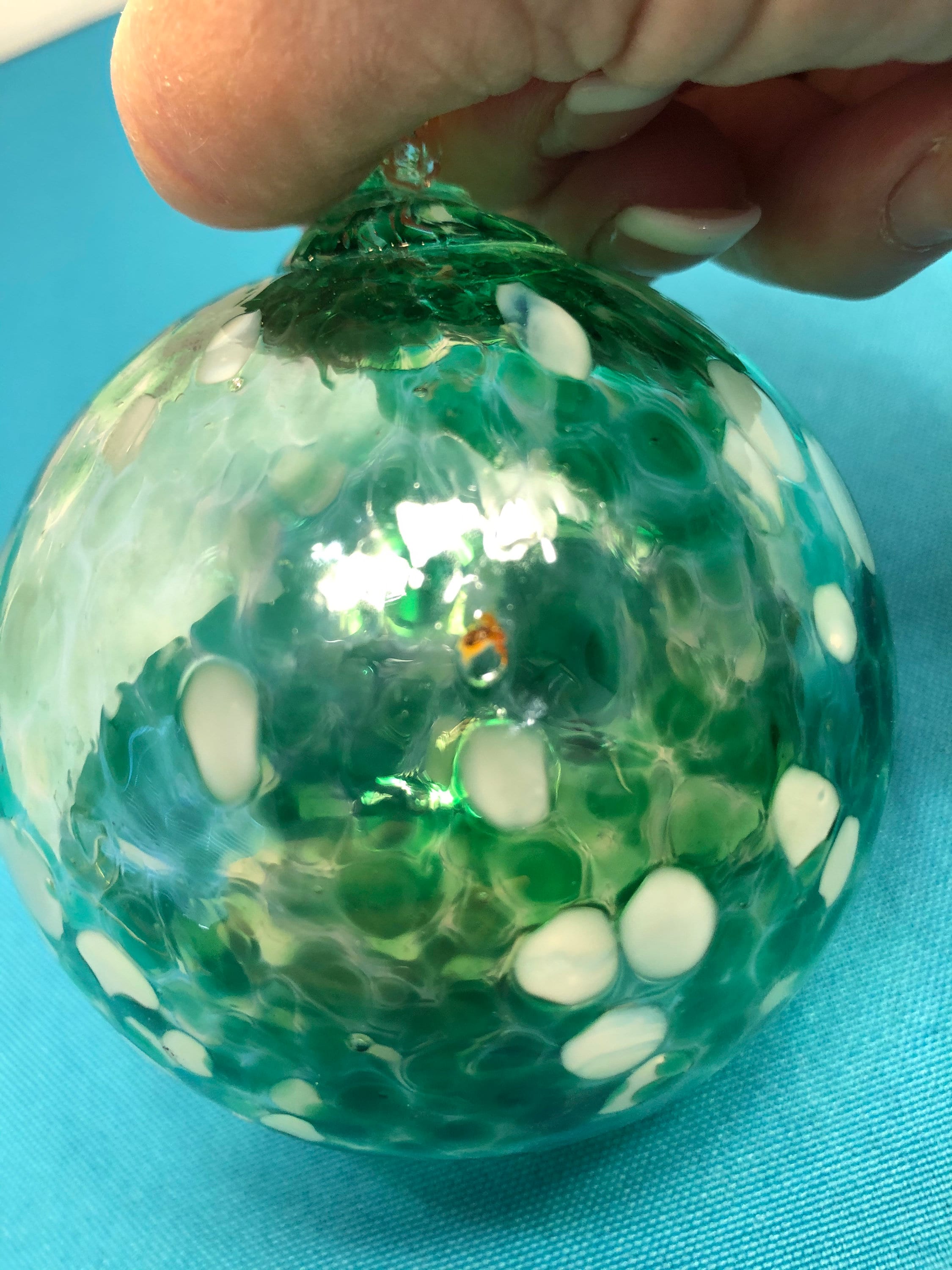 Studio Art Glass Ornament Green Confetti Blown Glass Etsy UK