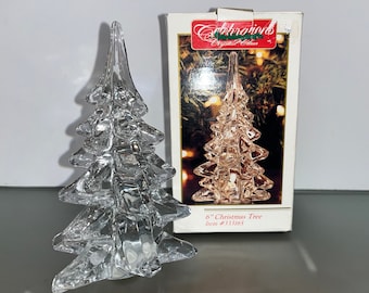 Art Glass 6&quot; Christmas Tree, Vintage Celebrations Collection Glass Christmas Tree, Christmas Trees, Glass Christmas Tree Display, in Box