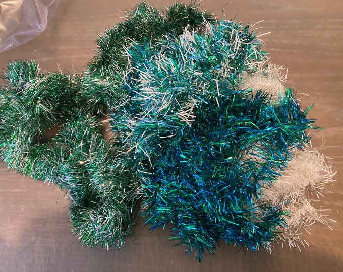 Chocolate Brown Tinsel Twine, Brown Tinsel Trim, Blue Mini Tinsel, Gift